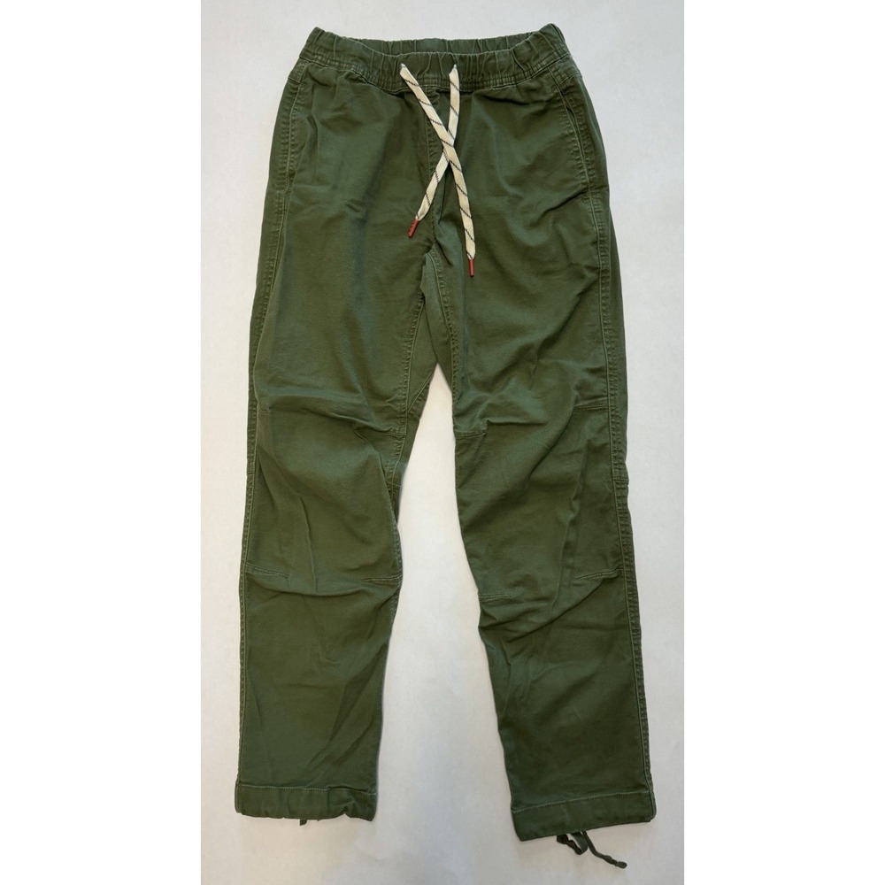 TOPO DESIGNS Dirt Pants Canvas Organic Cotton Women Drawstring Sz S Hiking Green